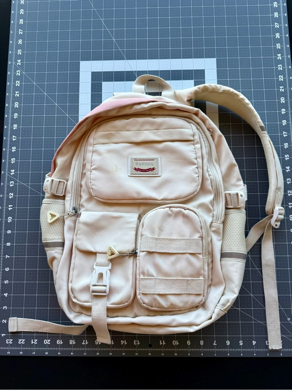 Karissa Girls School Backpack * Multi Pocket Cream